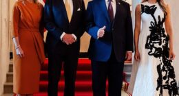 King Willem-Alexander and Queen Maxima stood for pictures with President Donald Trump and his wife Melania Trump at the White House on Monday