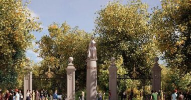 Concept drawing of a statue of the late Queen Elizabeth II which is set to be built in Marlborough Gate in St James's Park