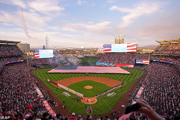 A flyover at the Angels' home opener was mis-timed and led to an awkward scene of the singer for 'The Star-Spangled Banner' slowly singing for a moment that never happened