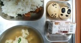 Social media videos show young students in the East Asian nation loading their metal trays up with freshly cooked curries