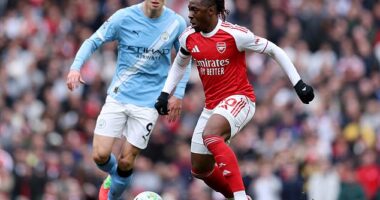 Patrick Vieira has suggested Mikel Arteta was wrong to take Eberechi Eze (right) off against Manchester City