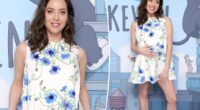 Pregnant Aubrey Plaza flaunts her baby bump in floral minidress at NYC screening