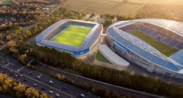 A mock-up image shows where the new women's ground will be located next to the Amex