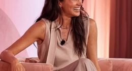 Prince Harry wasted no time in escaping Meghan Markle's controversial Her Best Life retreat in Sydney. Above, the Duchess of Sussex on stage at the Intercontinental Coogee on Friday