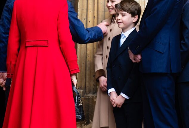 King Charles, accompanied by Queen Camilla, sweetly patted a beaming Princess Charlotte on the shoulder as he made his way into church for the Royals' traditional Easter Sunday service