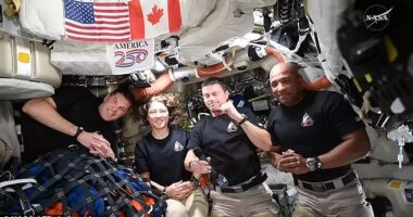 NASA astronauts Reid Wiseman, Victor Glover and Christina Koch, along with Canadian astronaut Jeremy Hansen successfully re-emerged from the far side of the moon on Monday