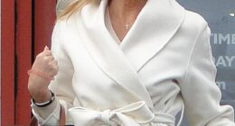 Real Housewives of London star Amanda Cronin was banned from the roads today (Pictured: Ms Cronin leaving Bromley Magistrates' Court on Friday)