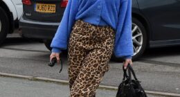 Sarah Jayne Dunn, 44, couldn't wipe the smile off her face as she stepped out in Cheshire on Tuesday