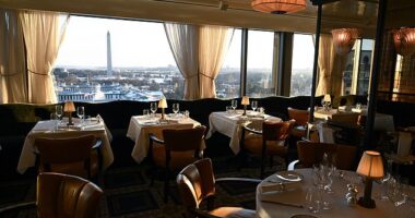 The Founders dining room at Ned's Club has a stunning view of the Washington Monument and National Mall