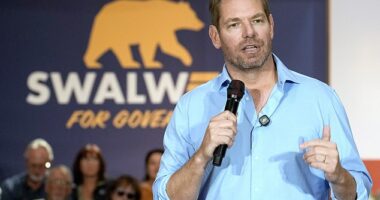 Eric Swalwell on the campaign trail for California governor ¿ a race he abandoned last weekend before resigning from Congress Tuesday amid mounting sexual misconduct allegations.