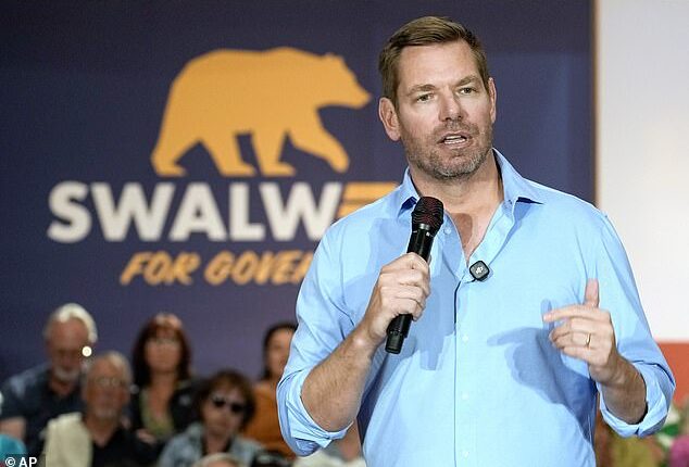Eric Swalwell on the campaign trail for California governor ¿ a race he abandoned last weekend before resigning from Congress Tuesday amid mounting sexual misconduct allegations.