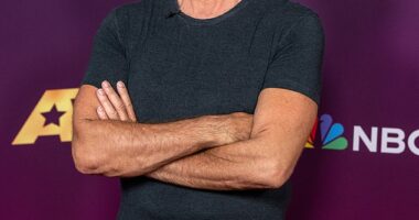 Simon Cowell cut a casual figure in a grey T-shirt and black trousers at the America's Got Talent season 19 quarterfinals at Hotel Dena on Tuesday night