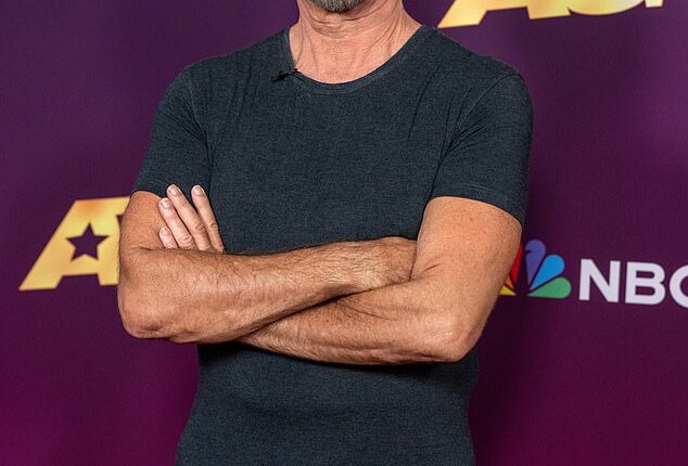 Simon Cowell cut a casual figure in a grey T-shirt and black trousers at the America's Got Talent season 19 quarterfinals at Hotel Dena on Tuesday night