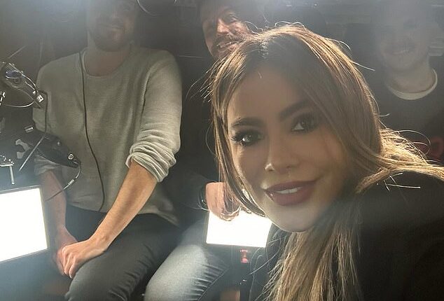 Vergara, who has been our promoting her new Netflix miniseries, Griselda, posed with three men she was working with around London