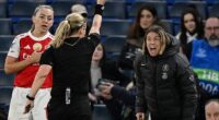 Bompastor was shown two yellow cards after the Chelsea coach fumed over the referee's decision to wave away a foul on Alyssa Thompson
