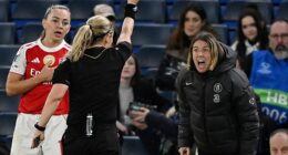 Bompastor was shown two yellow cards after the Chelsea coach fumed over the referee's decision to wave away a foul on Alyssa Thompson