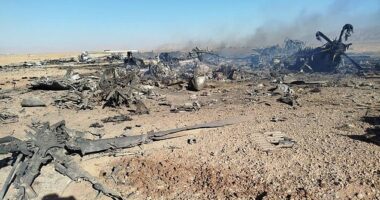 The C-130 transport planes were seen completely destroyed on the remote airfield inside Iran