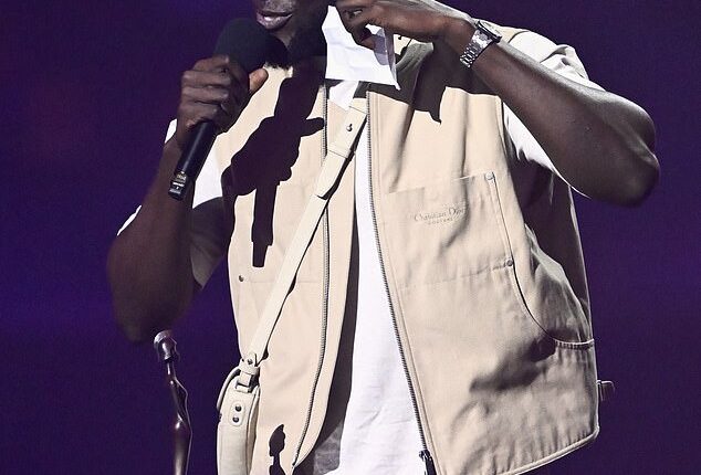 Stormzy, 31, struggled to read his speech notes on the stage of 2025 Brit Awards at London¿s O2 Arena on Saturday night