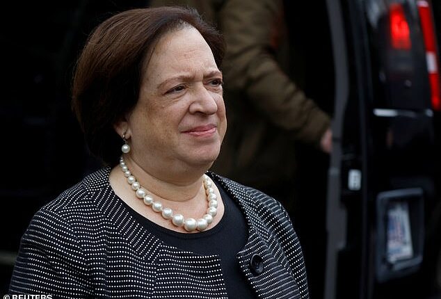 US Supreme Court Justice Elena Kagan leaves the funeral service for retired US Supreme Court Justice Sandra Day O'Connor at Washington National Cathedral on December 19, 2023.