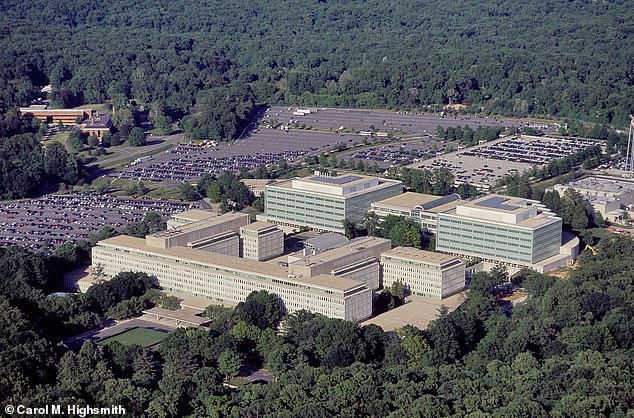 An aerial view of the CIA Headquarters, Langley, Virginia