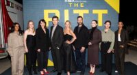 The Pitt star Patrick Ball got extremely emotional as he revealed how his role on the award-winning HBO show helped him pay off his massive debt; (L-R) Shabana Azeez, Taylor Dearden, Fiona Dourif, Patrick Ball, Katherine LaNasa, Noah Wyle, Isa Briones, Gerran Howell, and Supriya Ganesh seen in November 2025