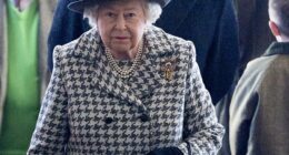 The Queen walks ahead of Andrew Mountbatten-Windsor at St Mary the Virgin church in Sandringham in 2020