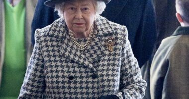 The Queen walks ahead of Andrew Mountbatten-Windsor at St Mary the Virgin church in Sandringham in 2020