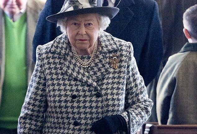 The Queen walks ahead of Andrew Mountbatten-Windsor at St Mary the Virgin church in Sandringham in 2020