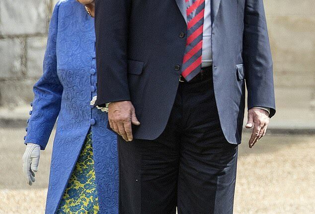 During Trump's first ever meeting with the late Queen Elizabeth II in 2018, the President triggered a wave of social media attention by walking in front of the monarch