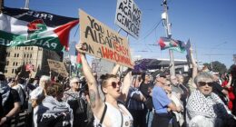 Protesters flocked to Flinders St Station to protest against Israeli president Isaac Herzog's visit Down Under. (It is not suggested anyone pictured was a paid protester)