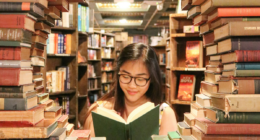 Girl reading books