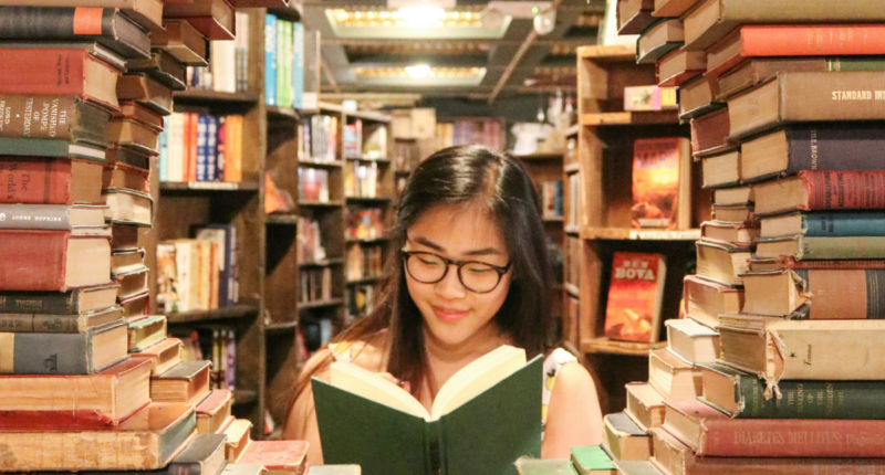 Girl reading books