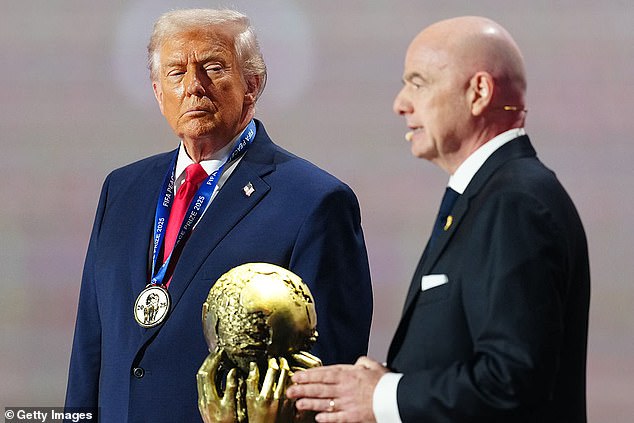 A top Donald Trump envoy has reportedly asked FIFA President Gianna Infantino (right) to kick Iran out of the World Cup and replace them with Italy