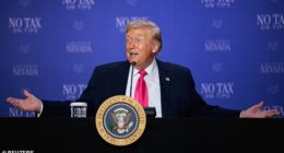 President Donald Trump headlined a roundtable event touting 'No Tax on Tips' in Las Vegas, Nevada Thursday afternoon, admitting to the crowd that having McDonald's delivered to the White House on Monday was 'tacky'