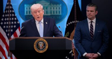 President Donald Trump lauded the successful rescue operation of two downed US Air Force service members and warned that Iran's entire country may be 'taken out' on Tuesday night. 'So in a breathtaking show of skill and precision, lethality and force, America's military descended on the area ... engaged the enemy, rescued the stranded officer, destroyed all threats and exited Iranian while taking no casualties of any kind,' the President said Monday afternoon in the White House briefing room, flanked by top officials. He held the press conference on the Iran war shortly after attending the White House Easter Egg Roll during which he celebrated about the heroic rescue mission of two US Air Force service members who were downed in Iran.