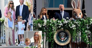 Donald Trump has hailed the relentless bombing of Iran alongside a giant Easter Bunny as hundreds of children descended on the White House for the annual Egg Roll. The President was joined by Melania on the balcony facing the South Lawn as he addressed attendees about the ongoing conflict, including a daring rescue mission over the weekend to save an airman lost behind enemy lines. 'What about the rescue that took place yesterday, that's something that you rarely see,' Trump told the crowd on Monday, adding that it had been pulled off despite a 'very strong' enemy. 'Not so strong like they were about a month ago,' Trump said, referring to the devastating US-Israel strikes that have decimated Iran's leadership since they were launched on February 28.