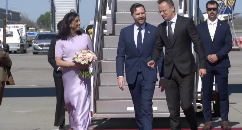 Usha and JD Vance arriving in Hungary