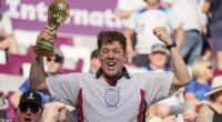 Andy Milne, 62, rose to fame after a picture of him wearing a Three Lions shirt and holding a replica World Cup trophy at Qatar 2022 went viral