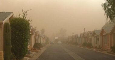 Dust and polluted air flowing through Yuma County in Arizona (Stock Image)
