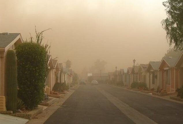 Dust and polluted air flowing through Yuma County in Arizona (Stock Image)