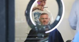 Wayne Rooney and lookalike son Kai headed to the barbers in Cheshire on Friday ahead of wife Coleen's lavish 40th birthday bash.