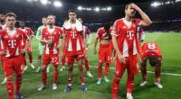 Harry Kane and Bayern Munich's players after their 5-4 defeat by PSG on Tuesday night