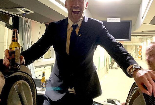 Graham Potter shared a photo from behind the scenes as he celebrated leading Sweden to the World Cup last week