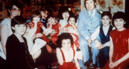 The West family including all their children with Rose, far left, and Fred third from right