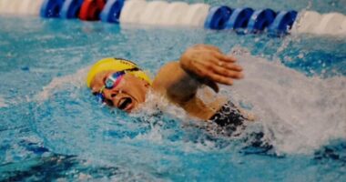 Angie Griffin swims