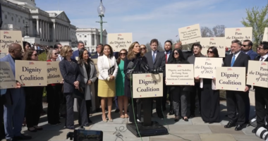 Maria Salazar and lawmakers touting the Dignity Act.