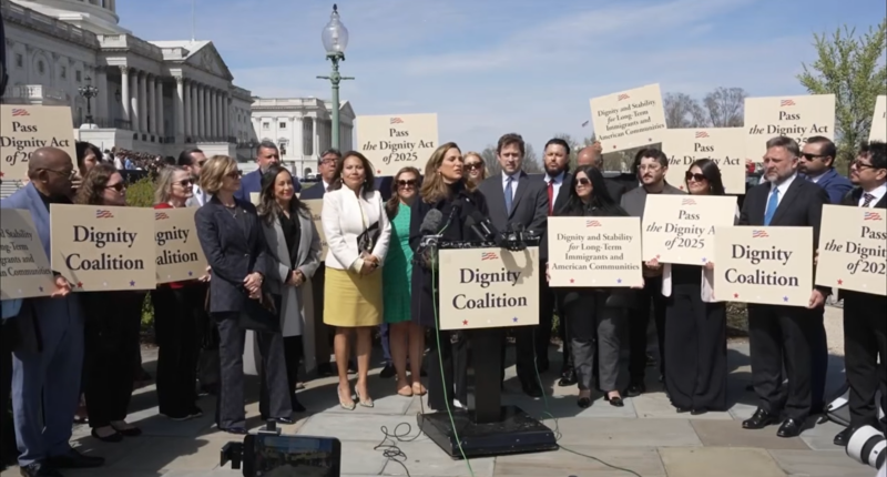 Maria Salazar and lawmakers touting the Dignity Act.