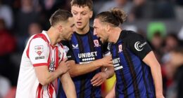Taylor Harwood-Bellis (left) was accused of using discriminatory language towards Luke Ayling (right)