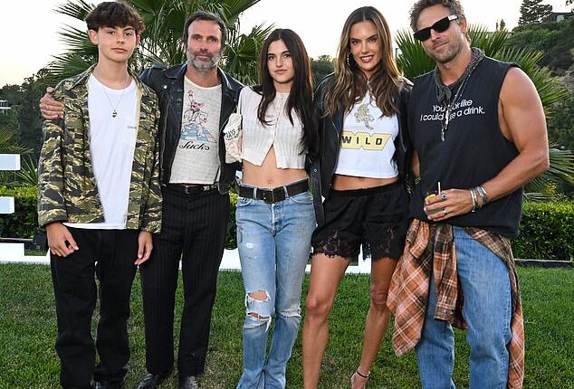 Alessandra Ambrosio poses for the first time with her ex-fiance, their teen kids and her new hunky beau