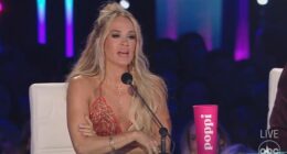 Carrie Underwood stunned fans at the start of Monday's new episode of American Idol by donning a familiar dress from two decades ago.